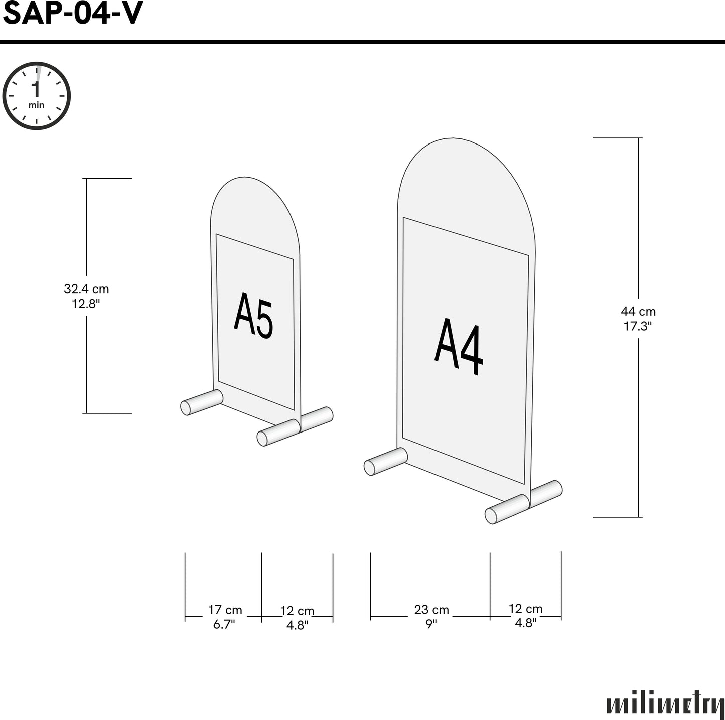 Półokrągły pionowy stojak magnetyczny SAP-04-V-WT | biały