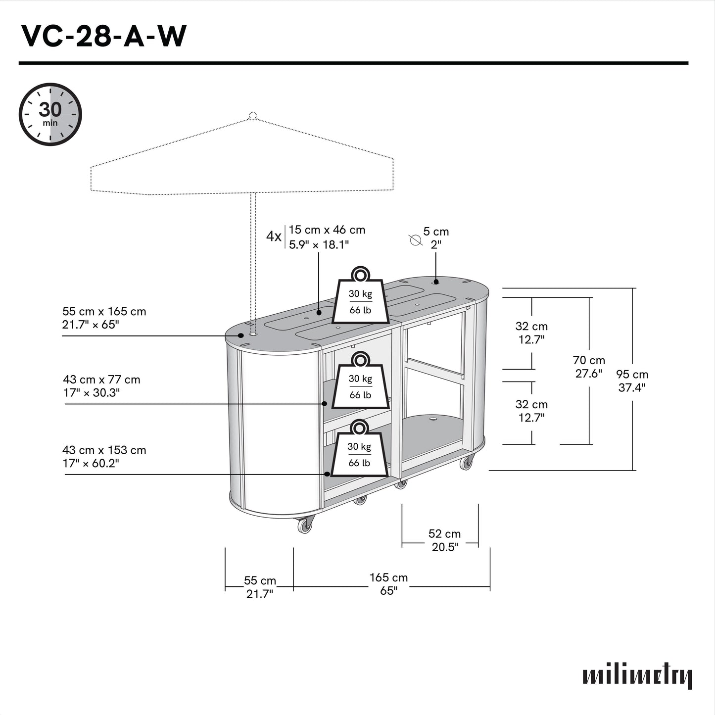 Mobilna Lada Cateringowa VC-28-A-W-ML | kolor RAL/NCS